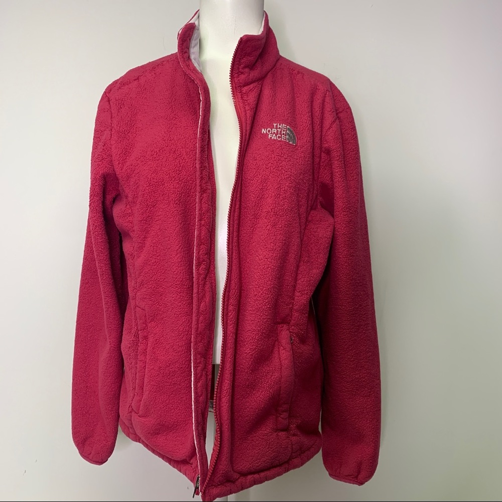 North Face Pink Osito Fleece Full Zip Jacket Coat Large